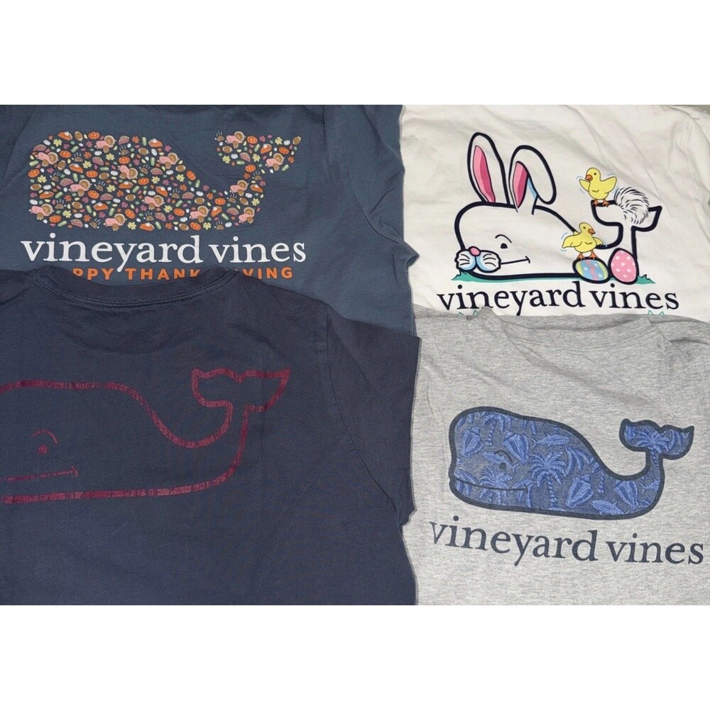 Vineyard Vines 4 Shirts  M 12-14 Pocket Graphic Tee Long/ Short Sleeve Easter
